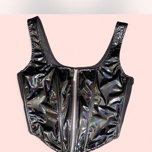 Killstar Iridescent Black Zip-Up Top